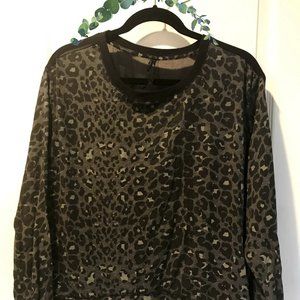 SEVEN7 Leopard Print Chiffon Back Sweatshirt